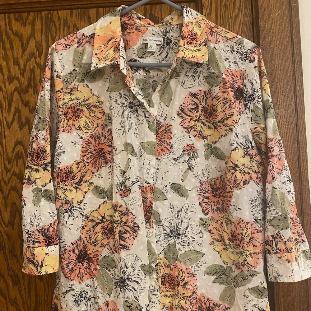 Croft & Barrow 3/4 Length Cotton Women's Top